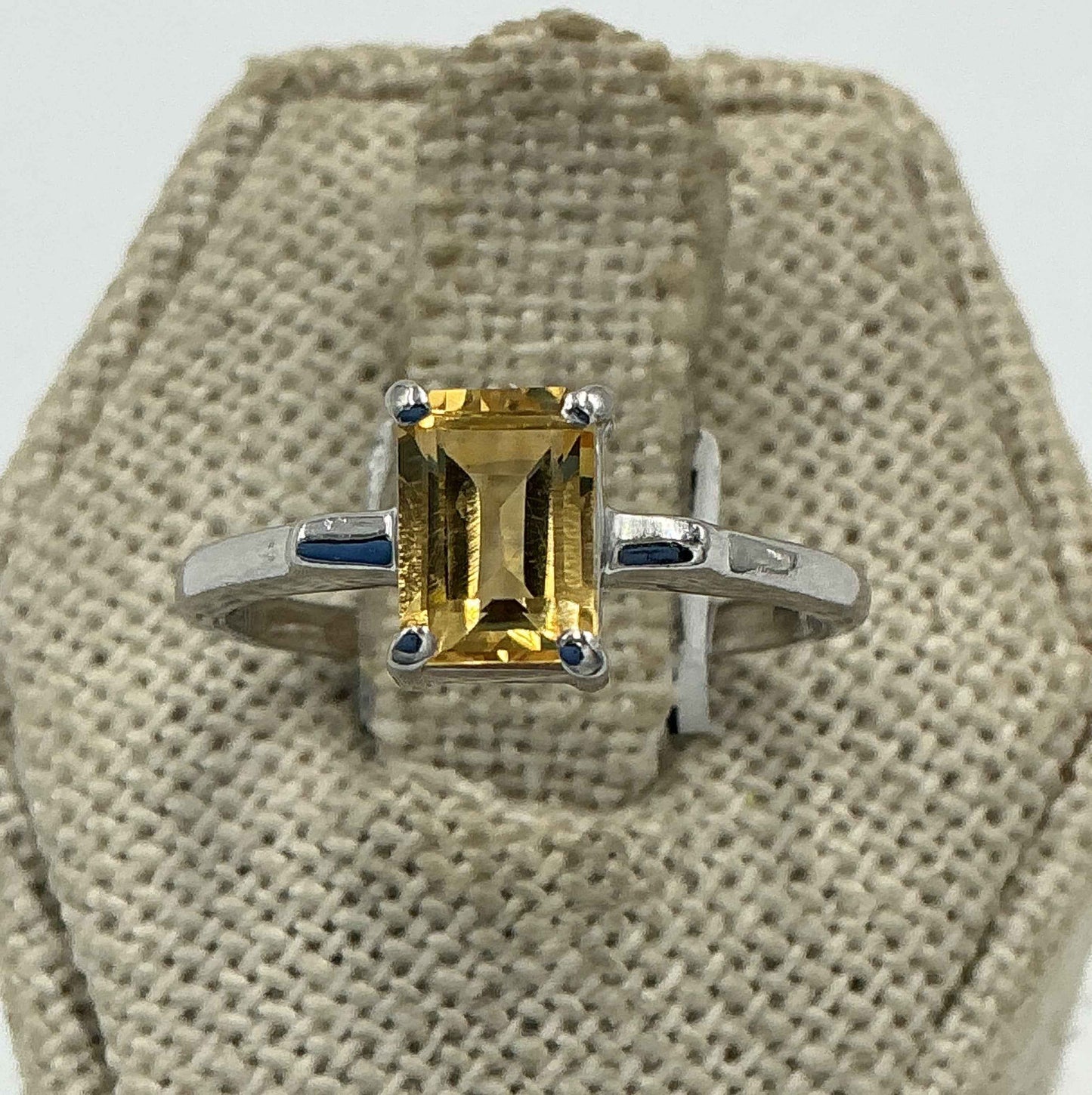 Sterling Silver Emerald Cut Citrine Solitaire Ring – Size 7 – Abundance, Clarity & Confidence