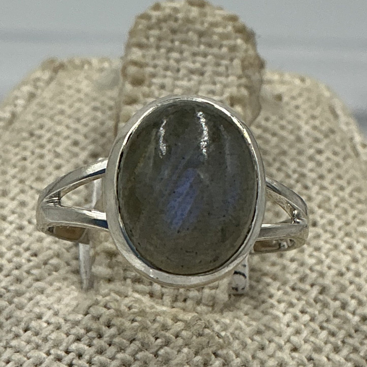 Sterling Silver Light Labradorite Oval Ring - Size 5 - Magic and Protection
