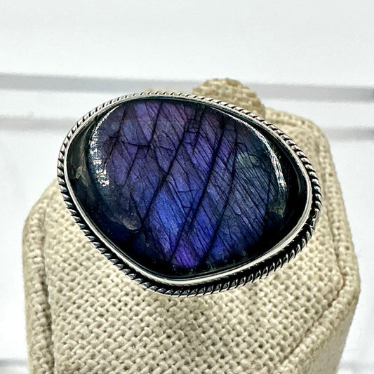 Sterling Silver Deep Purple Spectrolite Labradorite Ring - Size 10 - Awakening & Protection