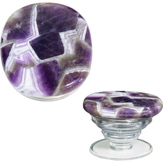 Gemstone Cell Phone Grip Holder  -  Amethyst Palm Stone