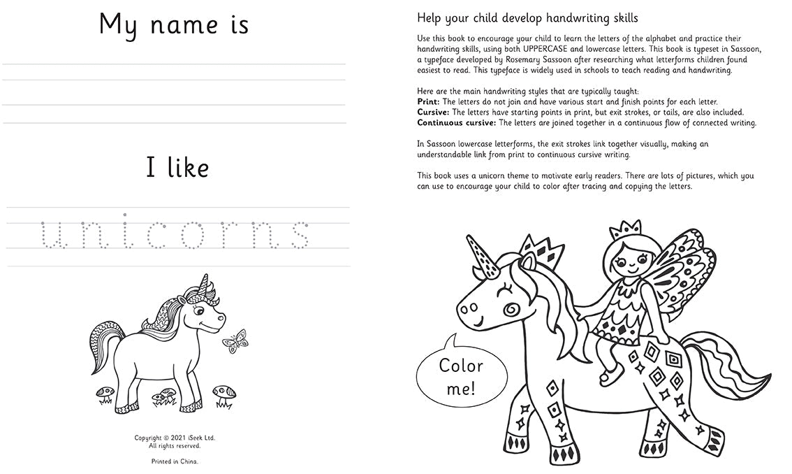 Trace & Learn Handwriting Practice: Unicorn
