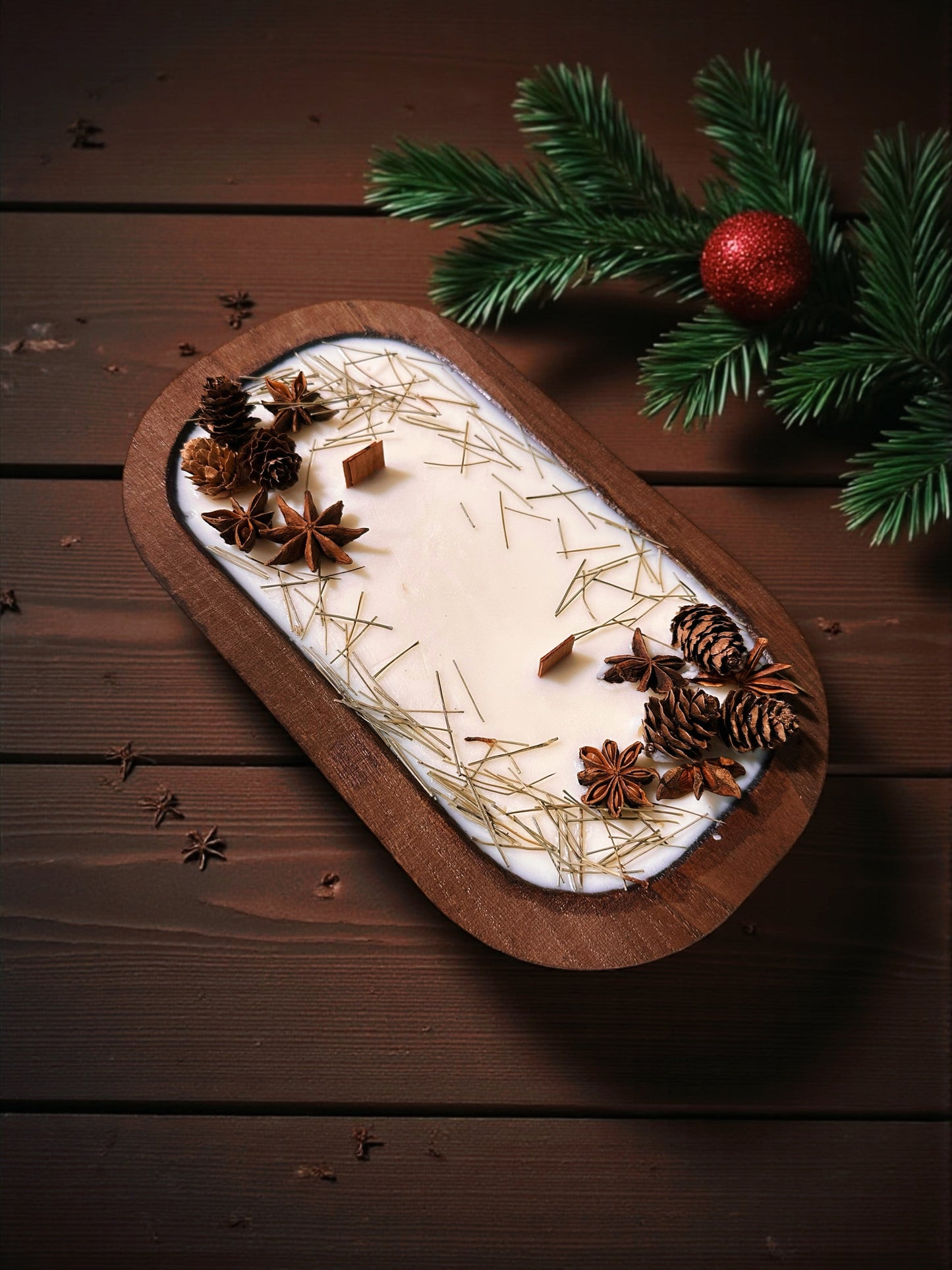 NEW SCENT! Cedar & Frankincense -- Wood-Wick Christmas Dough Bowl Candles -- by Moon Water Apothecary