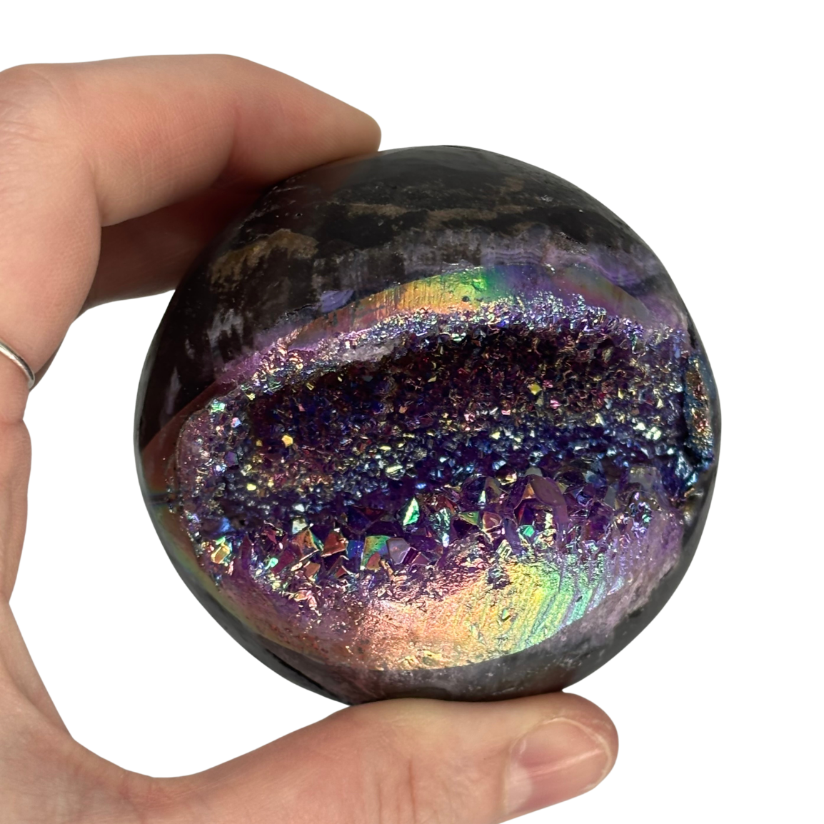 Aura Amethyst Geode Sphere