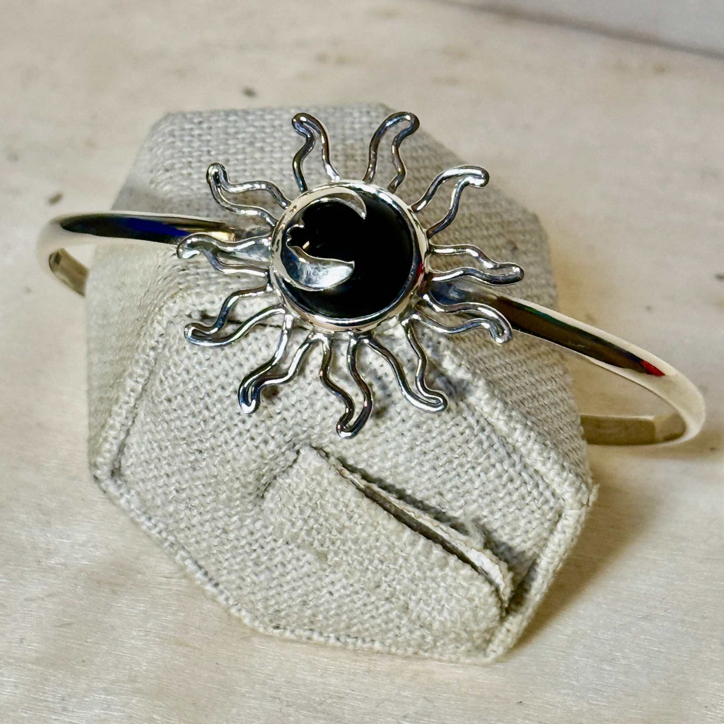 Sterling Silver Sun Moon Cuff Bracelet