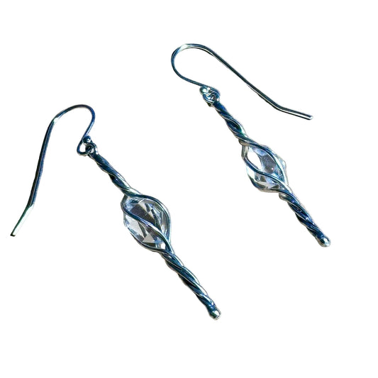 Limited Edition Herkimer Swirl Dangle Bertoni Earrings - Sterling Silver