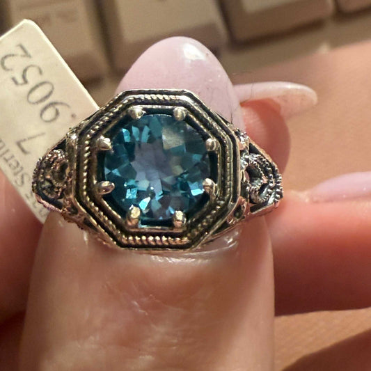 Sterling Silver London Blue Topaz “Oracle’s Vision” Ring (Size 7)
