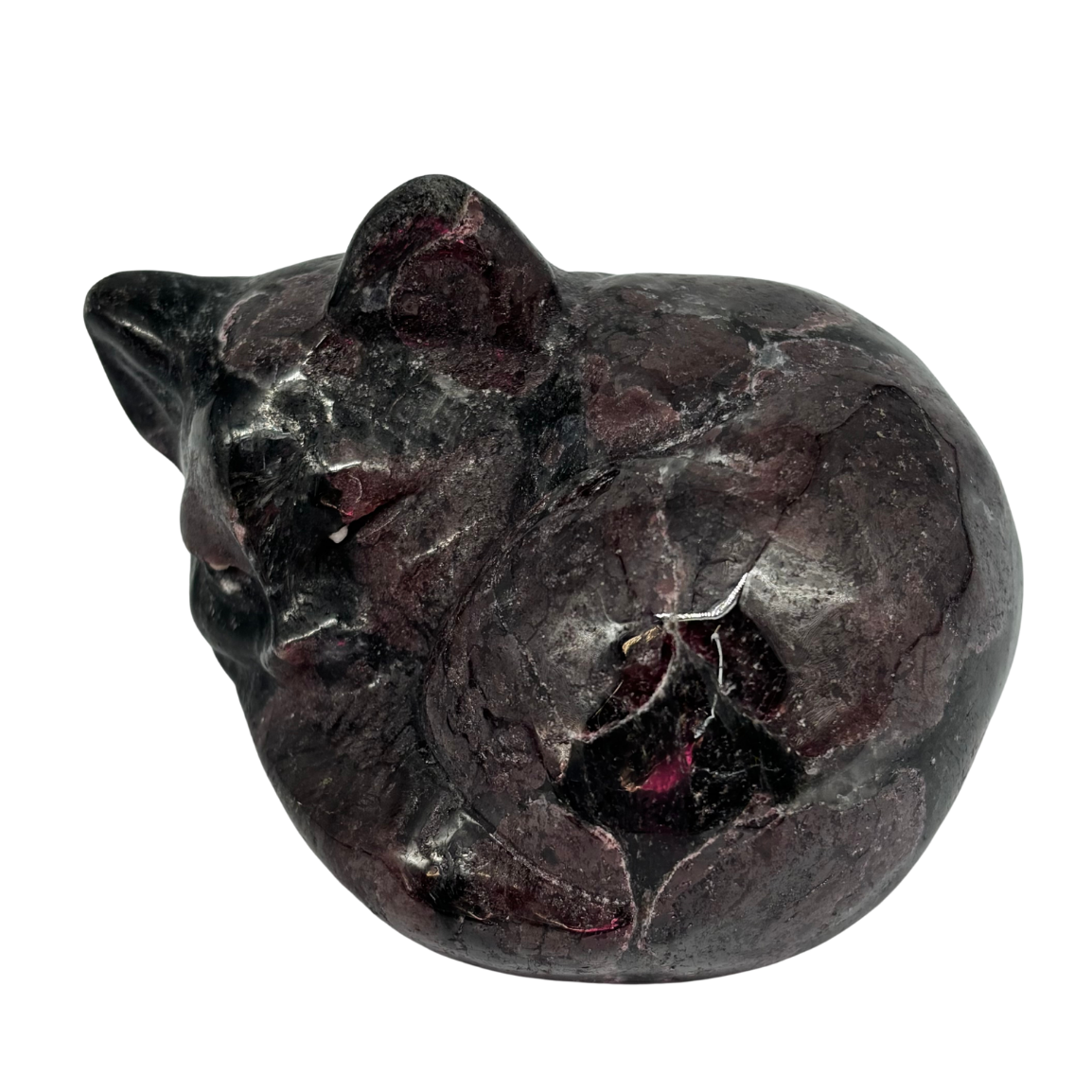Garnet in Black Tourmaline Cat