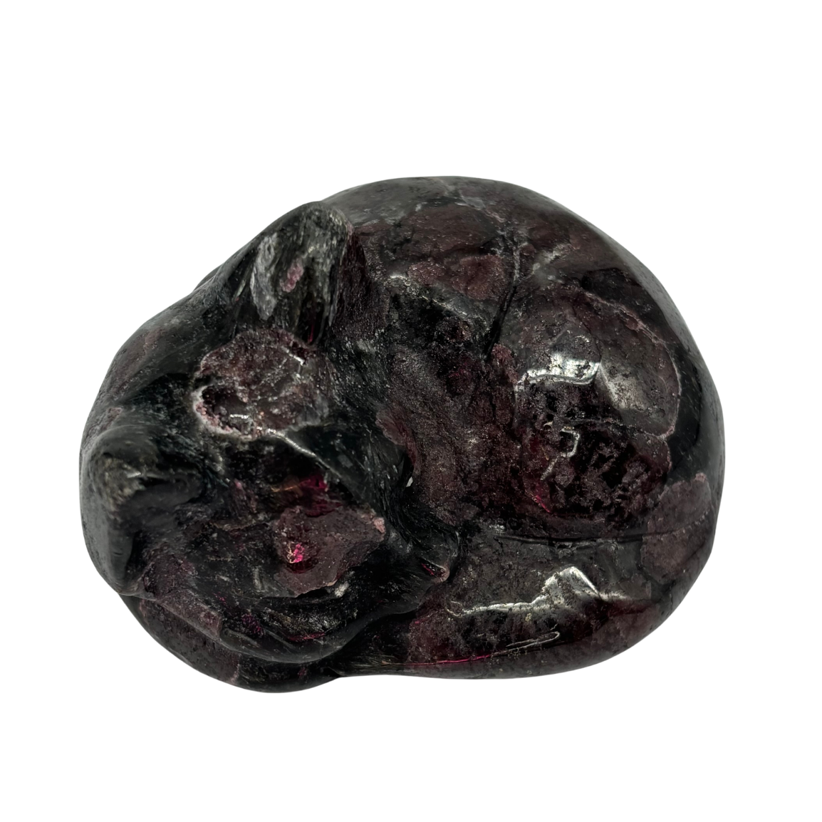 Garnet in Black Tourmaline Cat