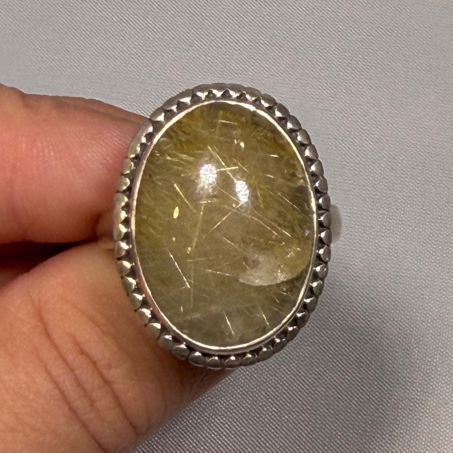 Gold Rutile Quartz Ring Size 11 (08.0050)