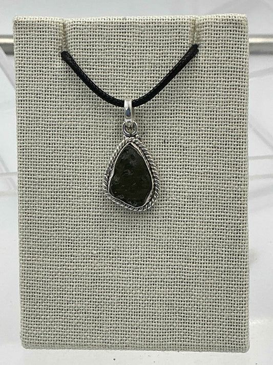 Sterling Silver Rope Bezel Moldavite Pendant