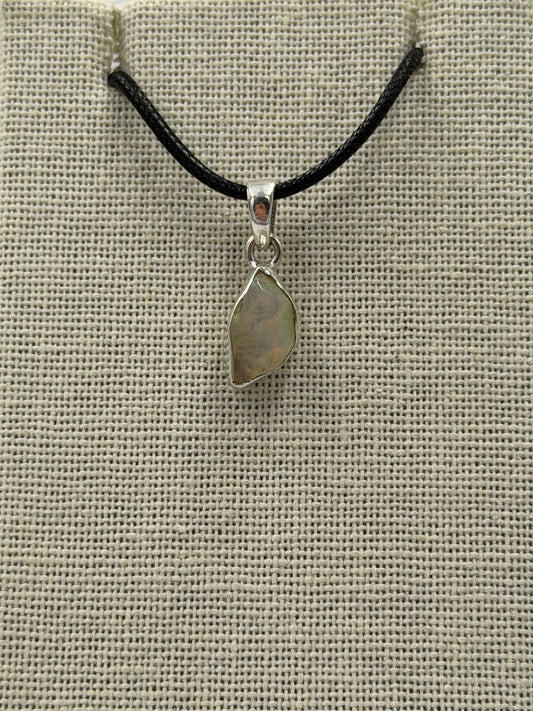 Sterling Silver Raw Ethiopian Opal Pendant Size 2