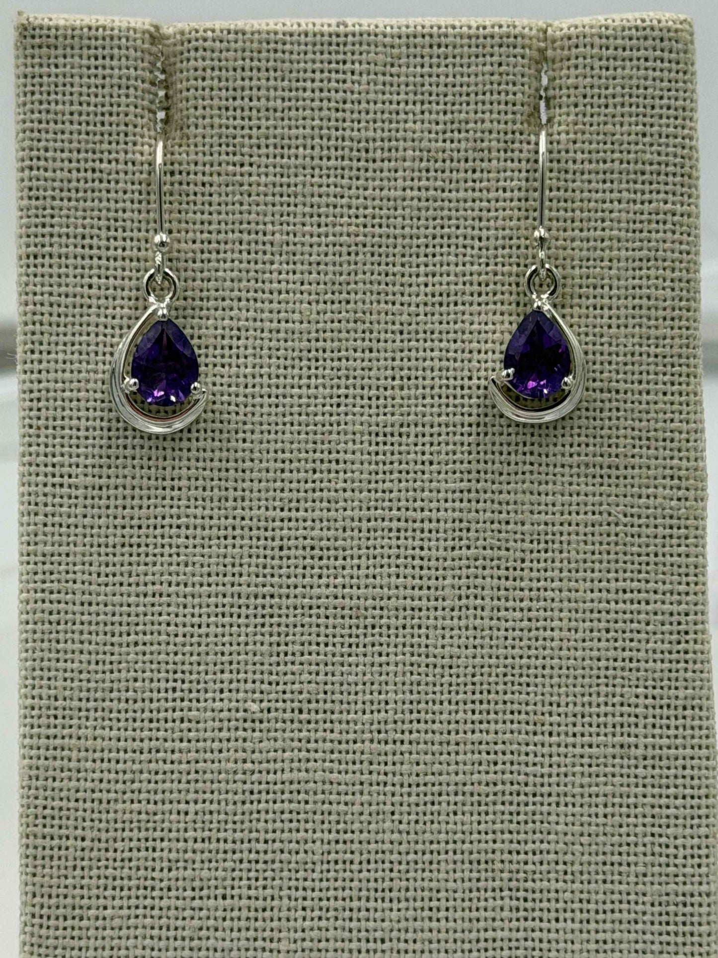 Sterling Silver Teardrop Amethyst Dangle Earrings
