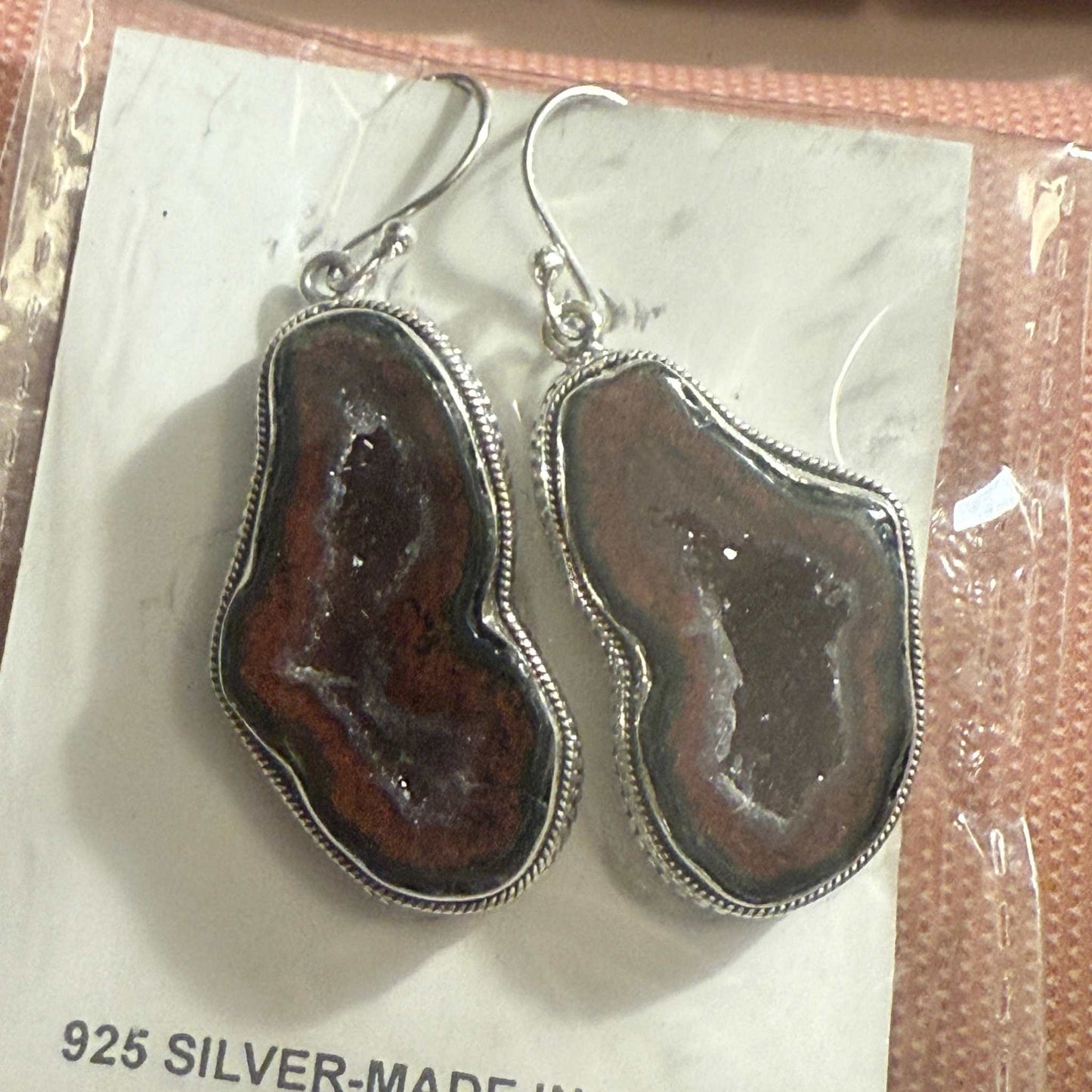 Agate Slice Earrings in Sterling Silver