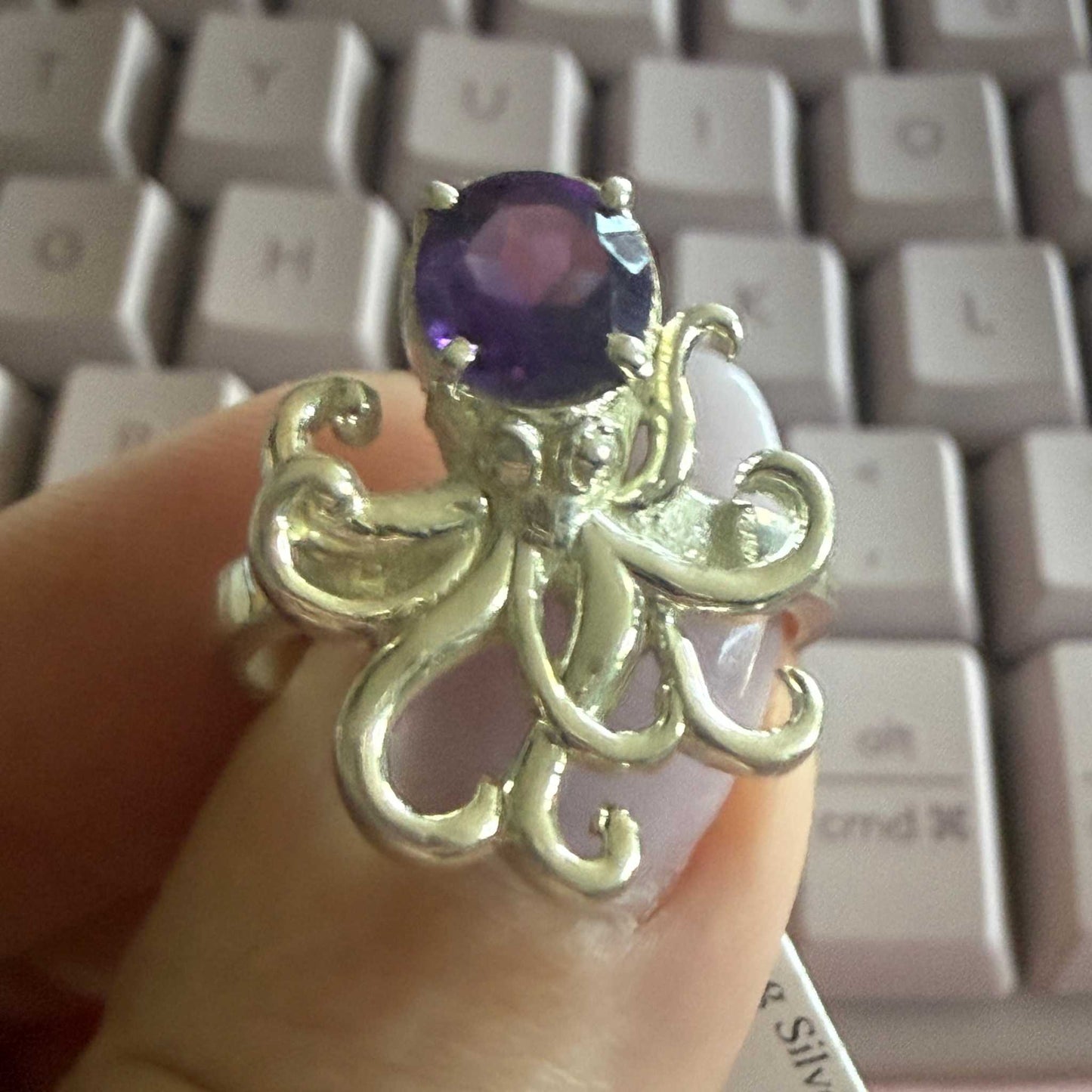Sterling Silver Octopus Amethyst Ring – Sizes 6 & 9 – Intuitive Wisdom, Adaptability & Spiritual Protection