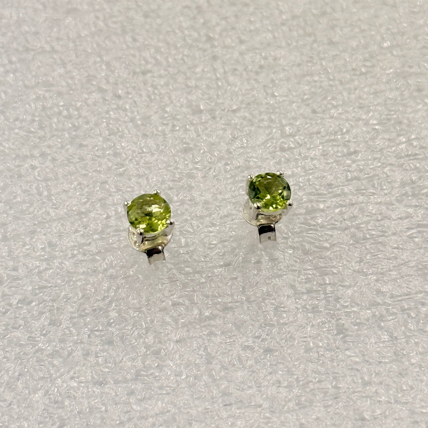 Sterling Silver Round Peridot Post Earrings Size 3