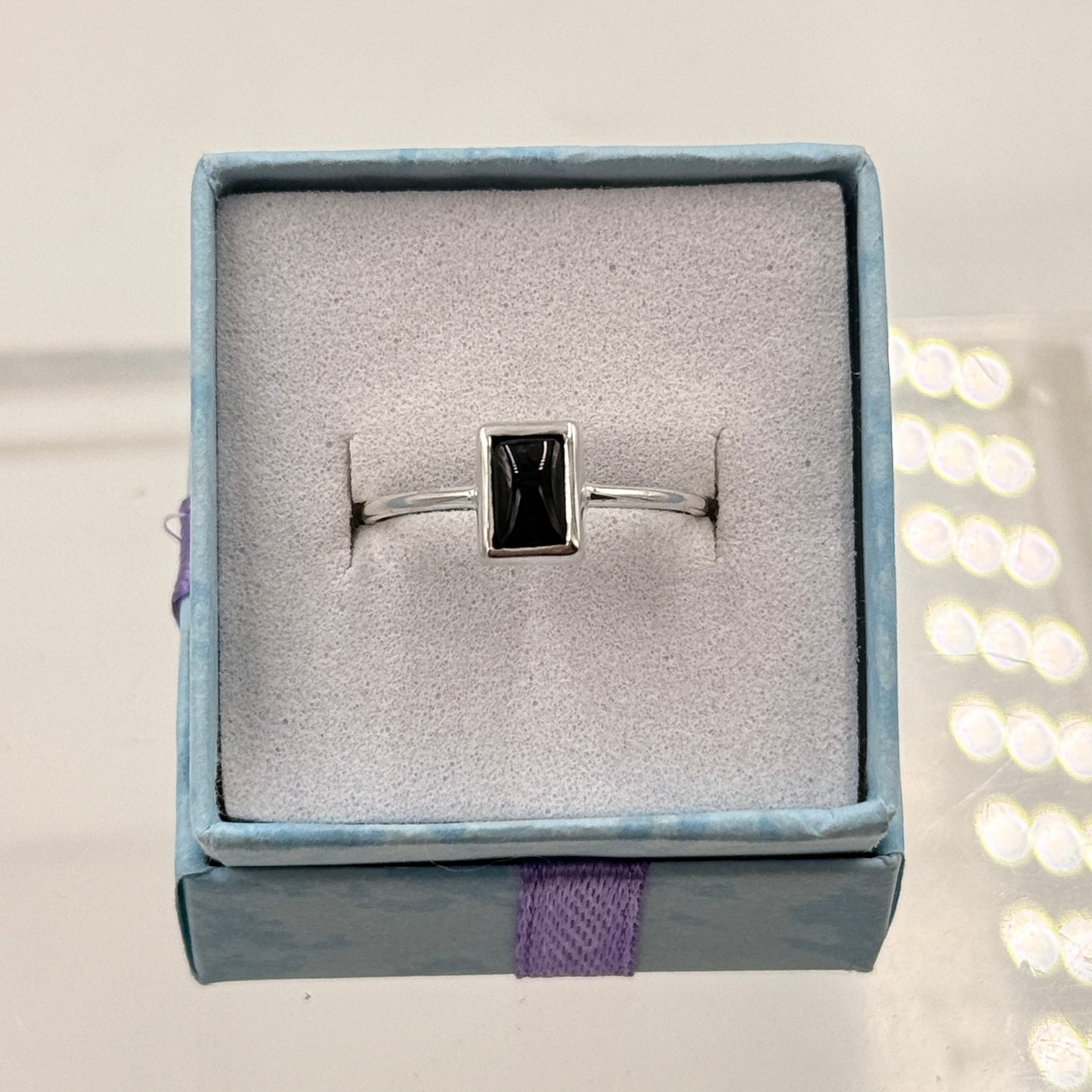 Dainty Black Agate Ring