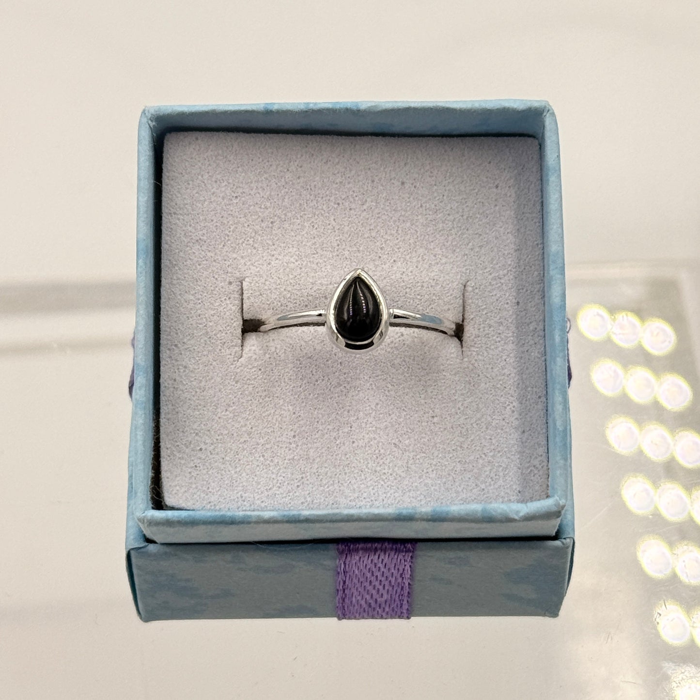 Dainty Black Agate Ring