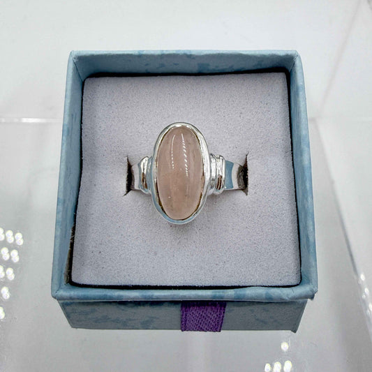 Sterling Silver Oval Rose Quartz - Size 8 - Loving, Soothing & Heart Opening