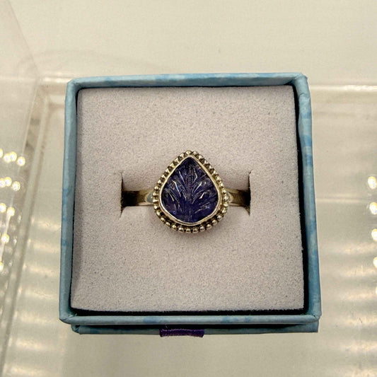 Sterling Silver Leaf Tanzanite Ring - Size 6 - Spiritual, Intuitive & Elevated