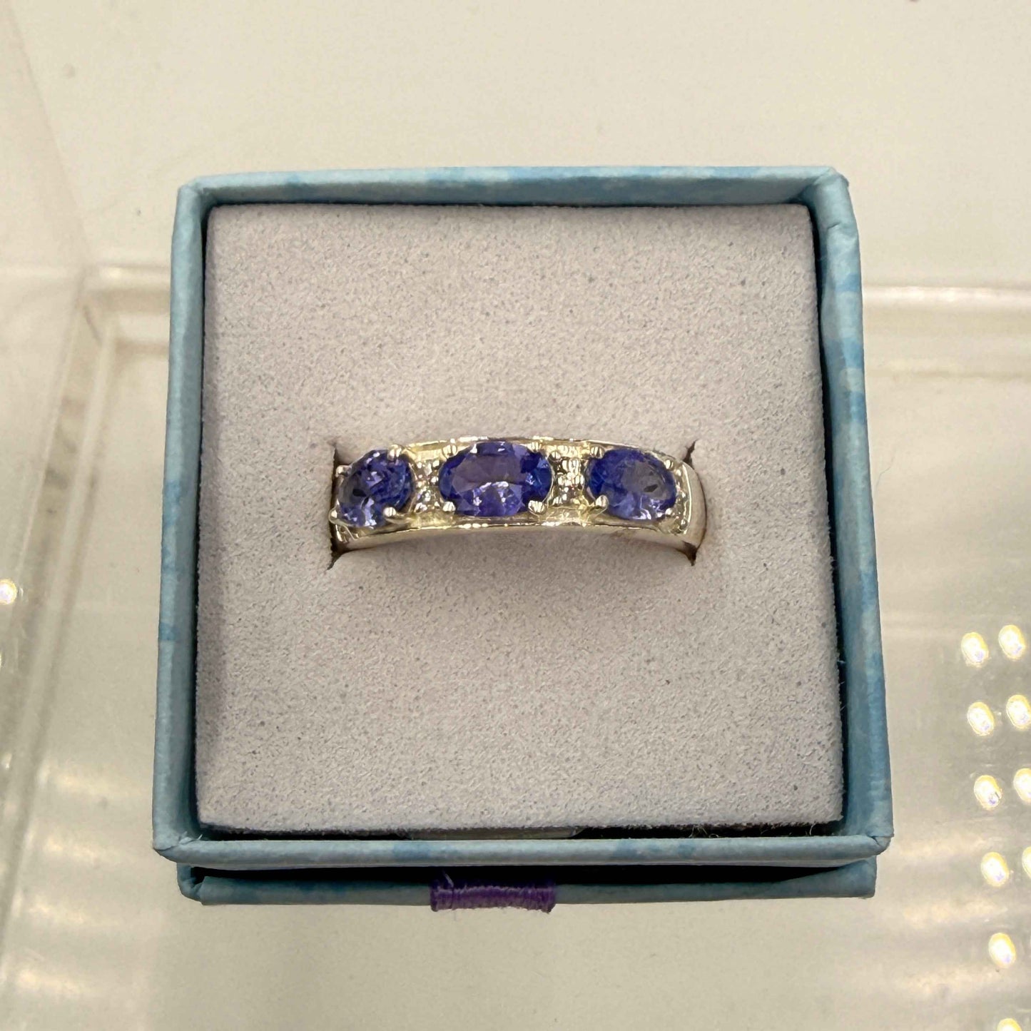 Sterling Silver Triple Oval Tanzanite Ring - Size 8 - Spiritual, Intuitive & Elevated
