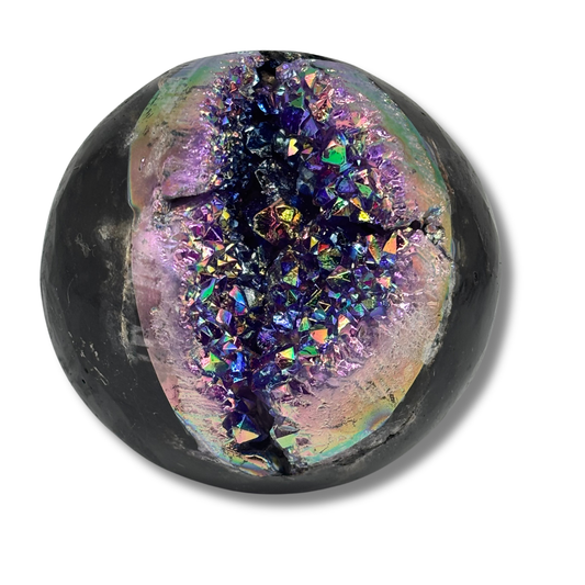 Large Aura Amethyst Geode Sphere