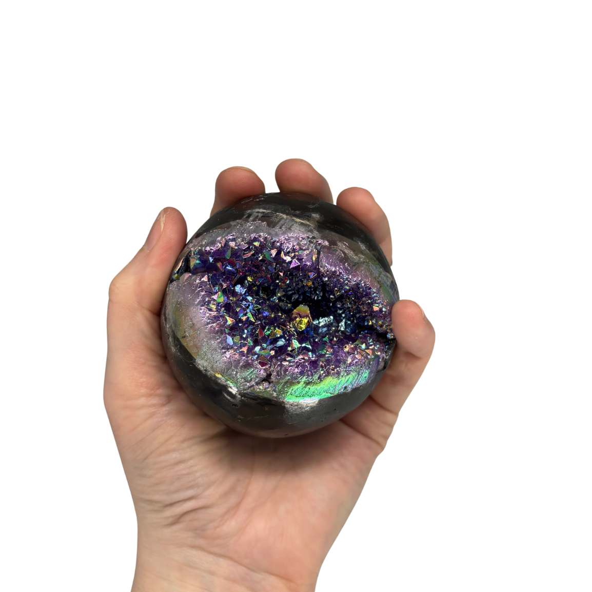 Large Aura Amethyst Geode Sphere