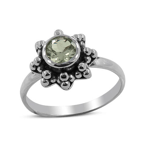 Green Amethyst Star Ring