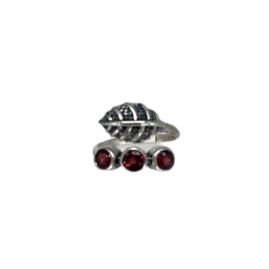 Garnet Leaf Wrap Ring $75.00