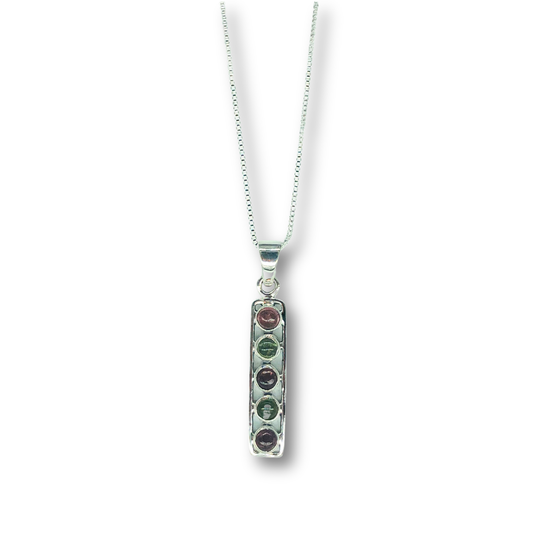 Watermelon Tourmaline Bar Necklace