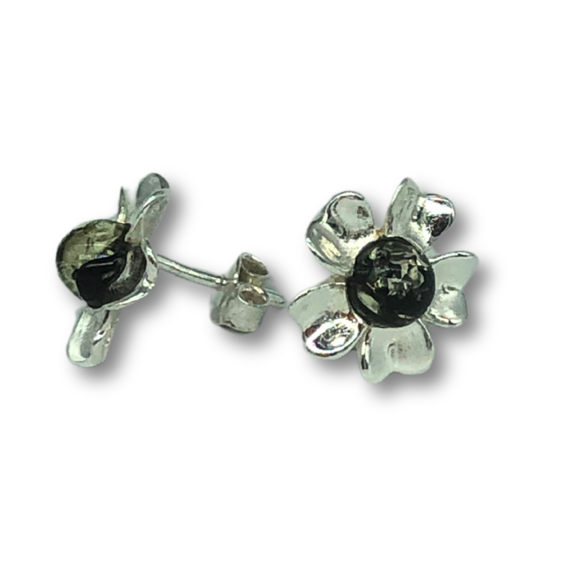 Amber Flower Studs