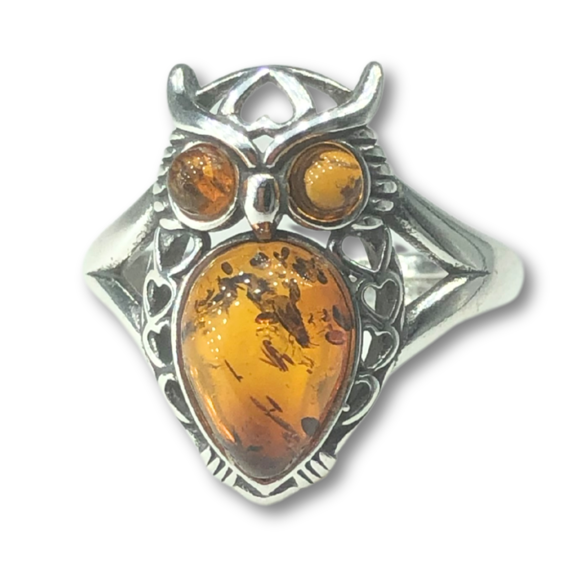 Amber Owl Ring