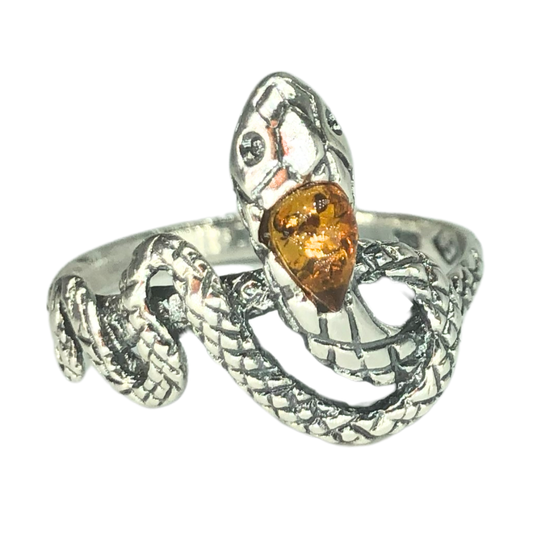 Amber Snake Coil Ring
