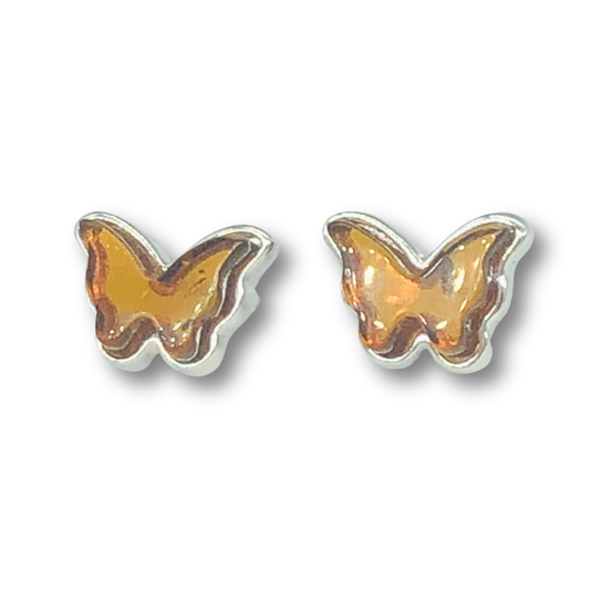 Amber Butterfly Studs