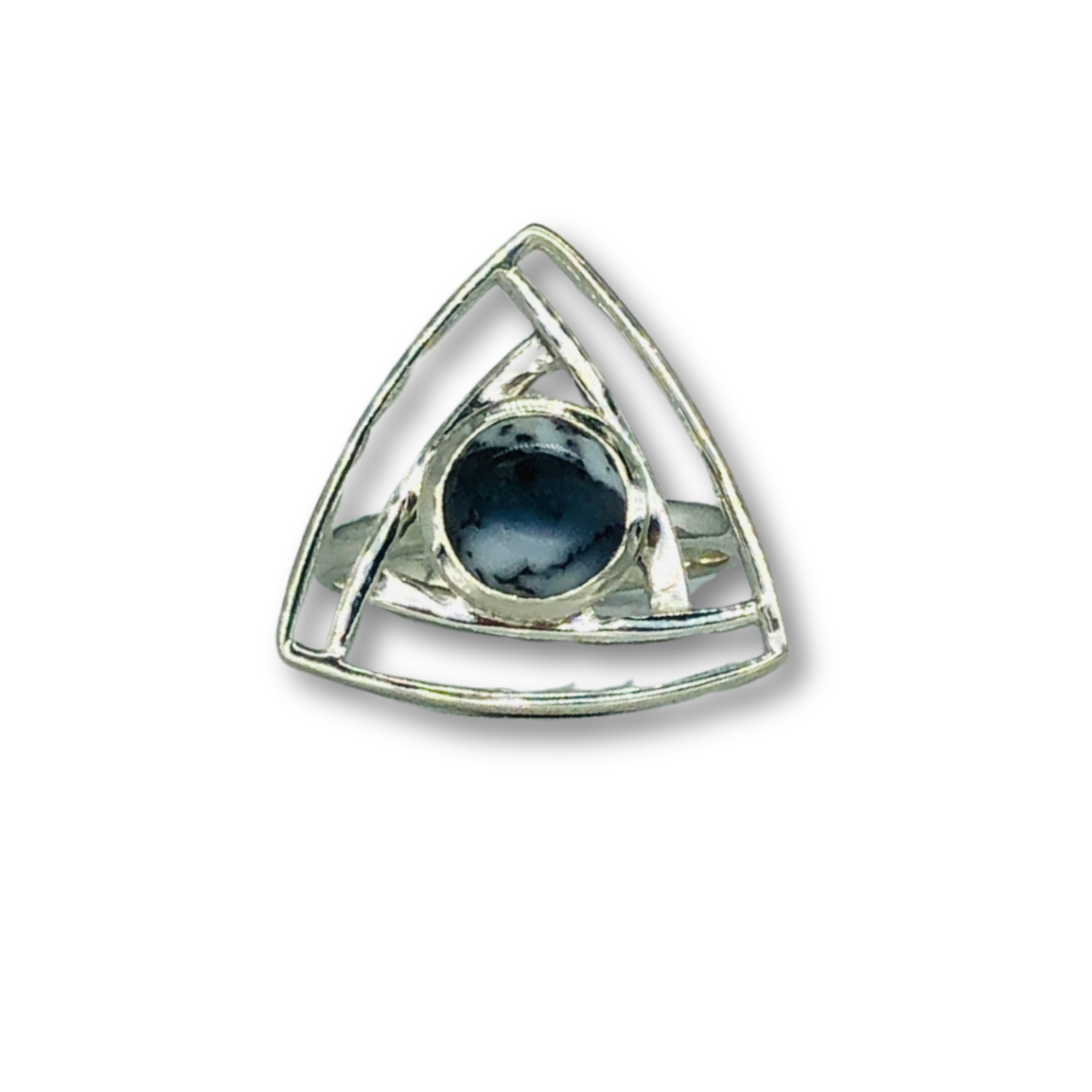 Dendritic Opal Triangle Ring