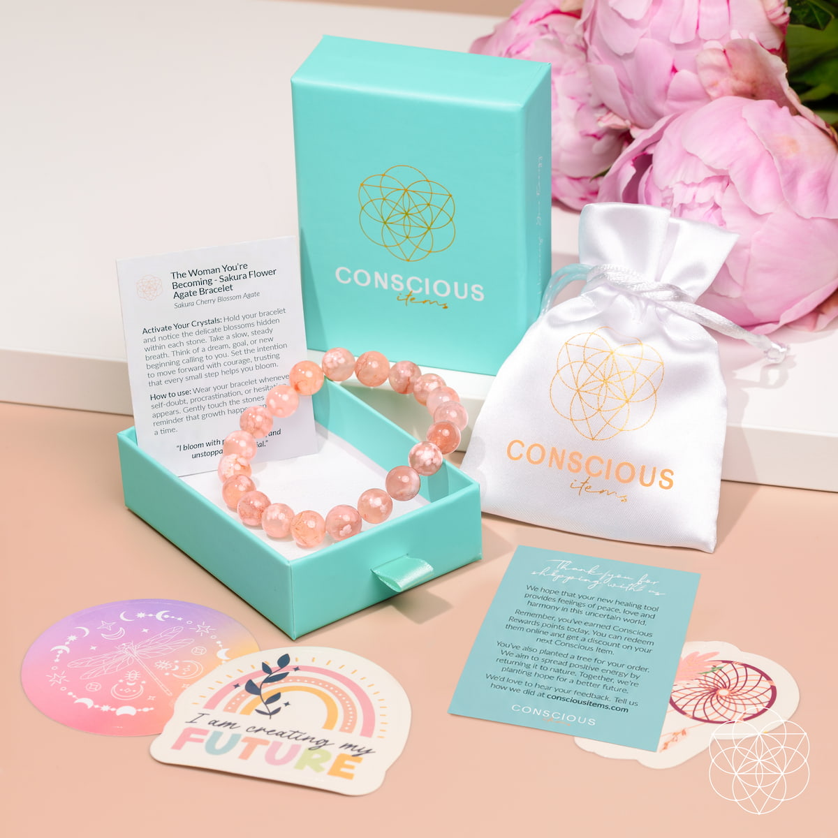 The Woman You’re Becoming - Sakura Flower Agate Bracelet