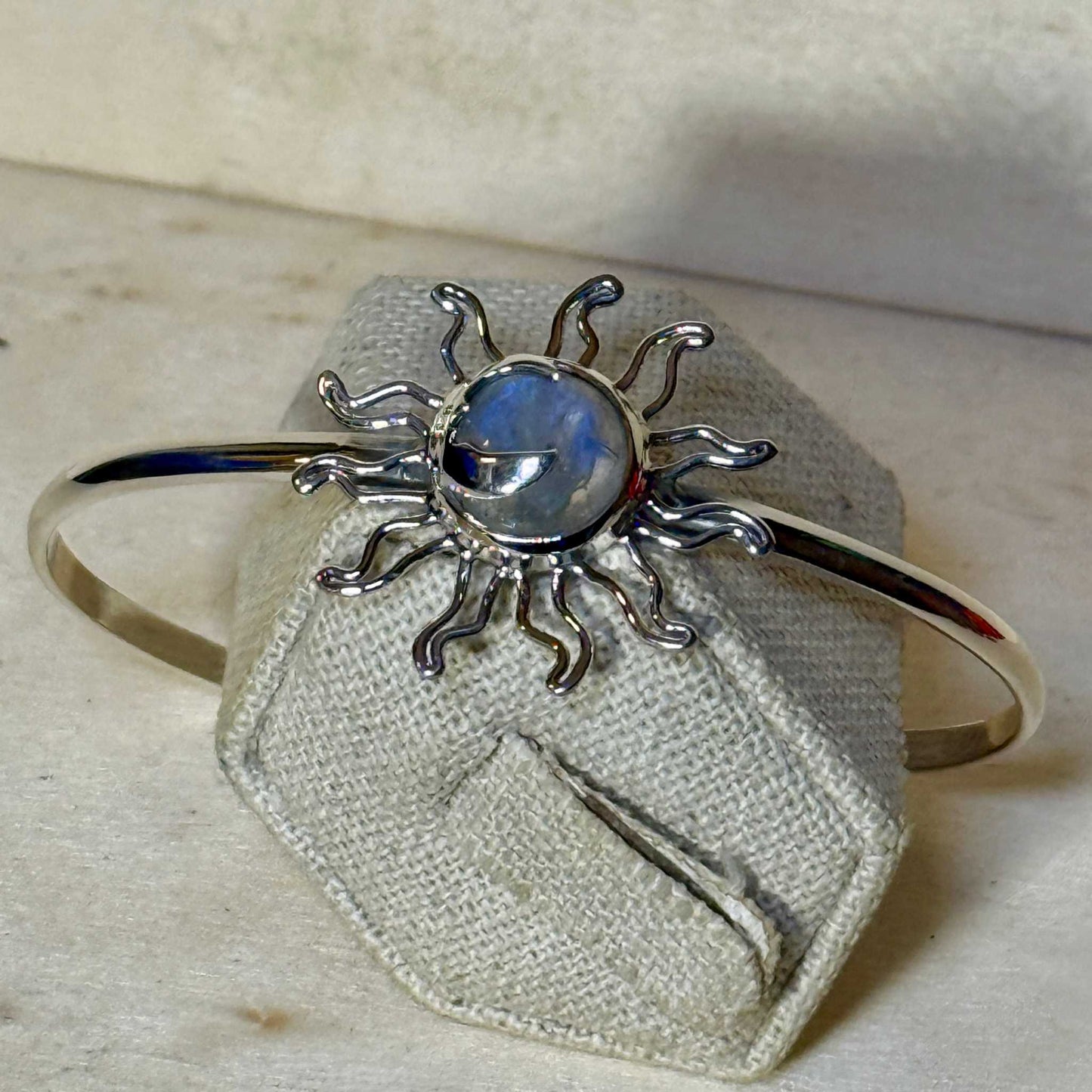 Sterling Silver Sun Moon Cuff Bracelet