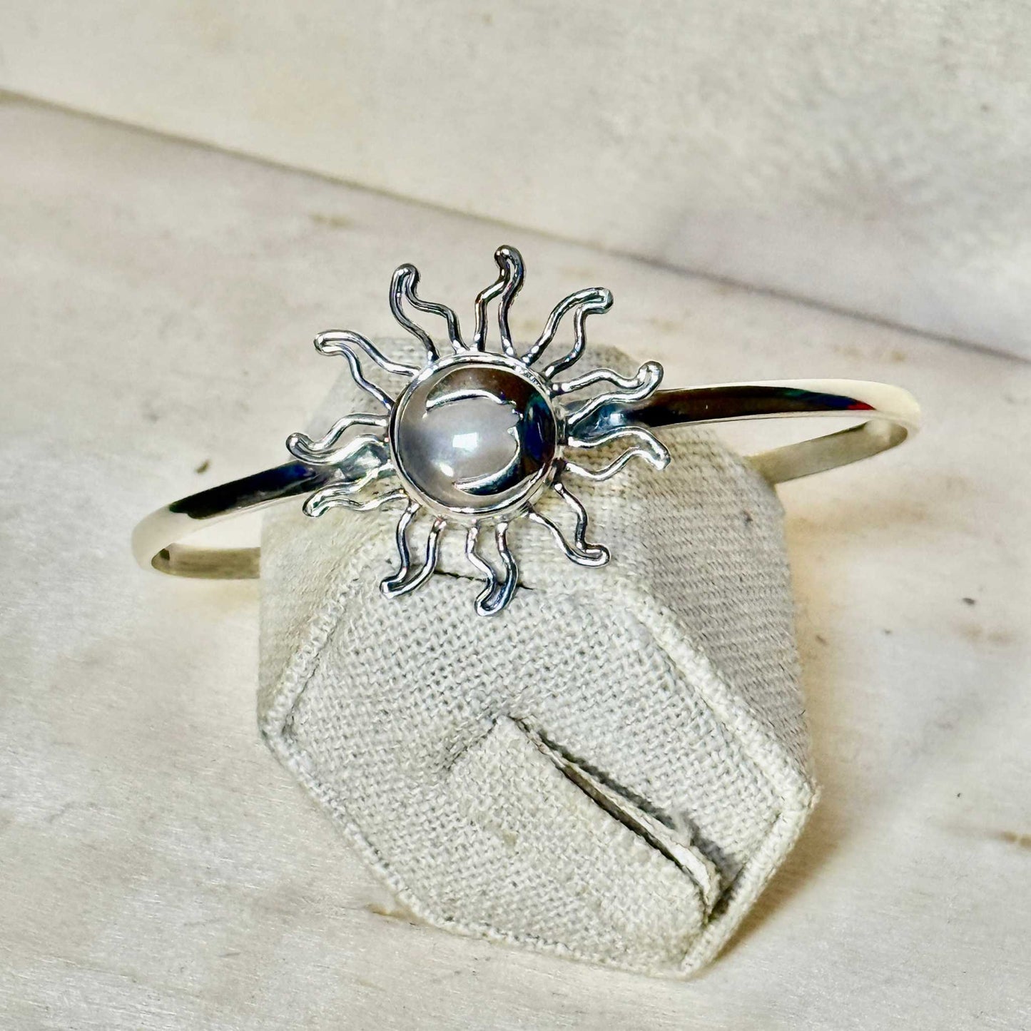 Sterling Silver Sun Moon Cuff Bracelet
