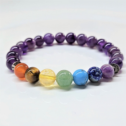 Amethyst Chakra Round Bead Bracelet – Crowned Alignment