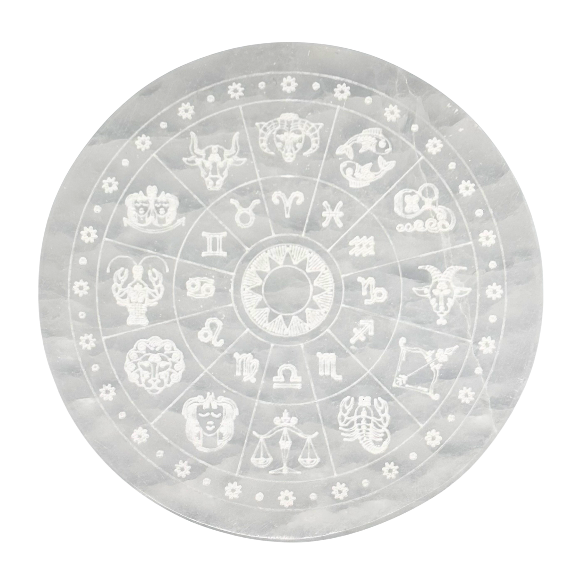 Selenite Zodiac Plate