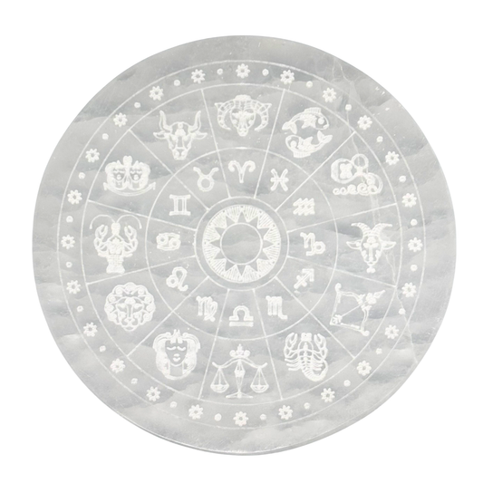 Selenite Zodiac Plate