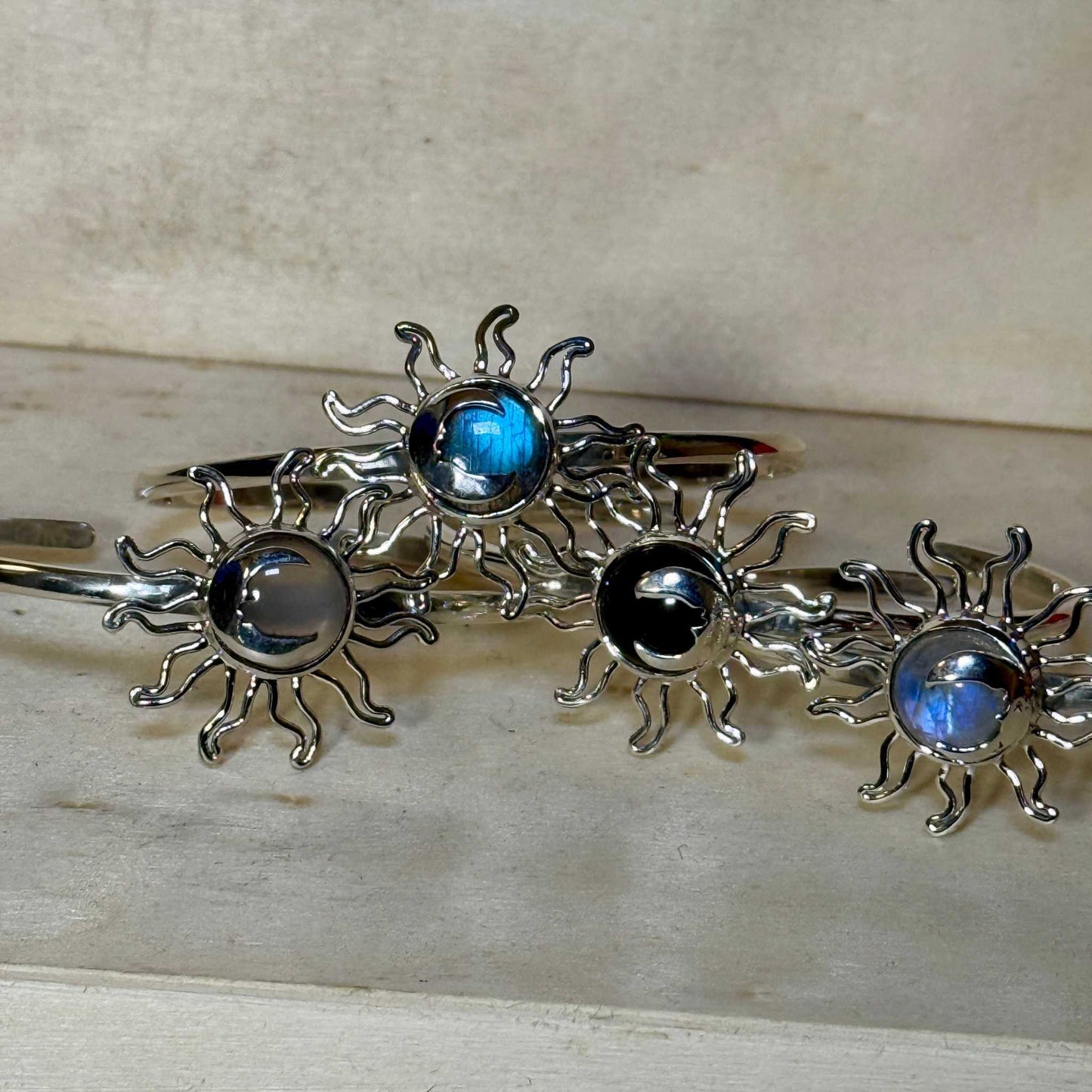 Sterling Silver Sun Moon Cuff Bracelet