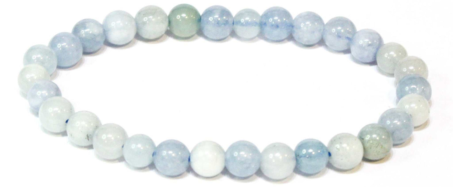 Aquamarine Round Bead Bracelet - Emotional Healing