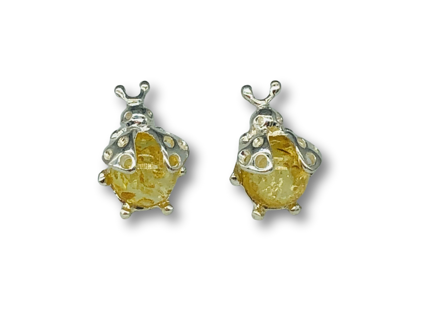 Amber Ladybug Studs