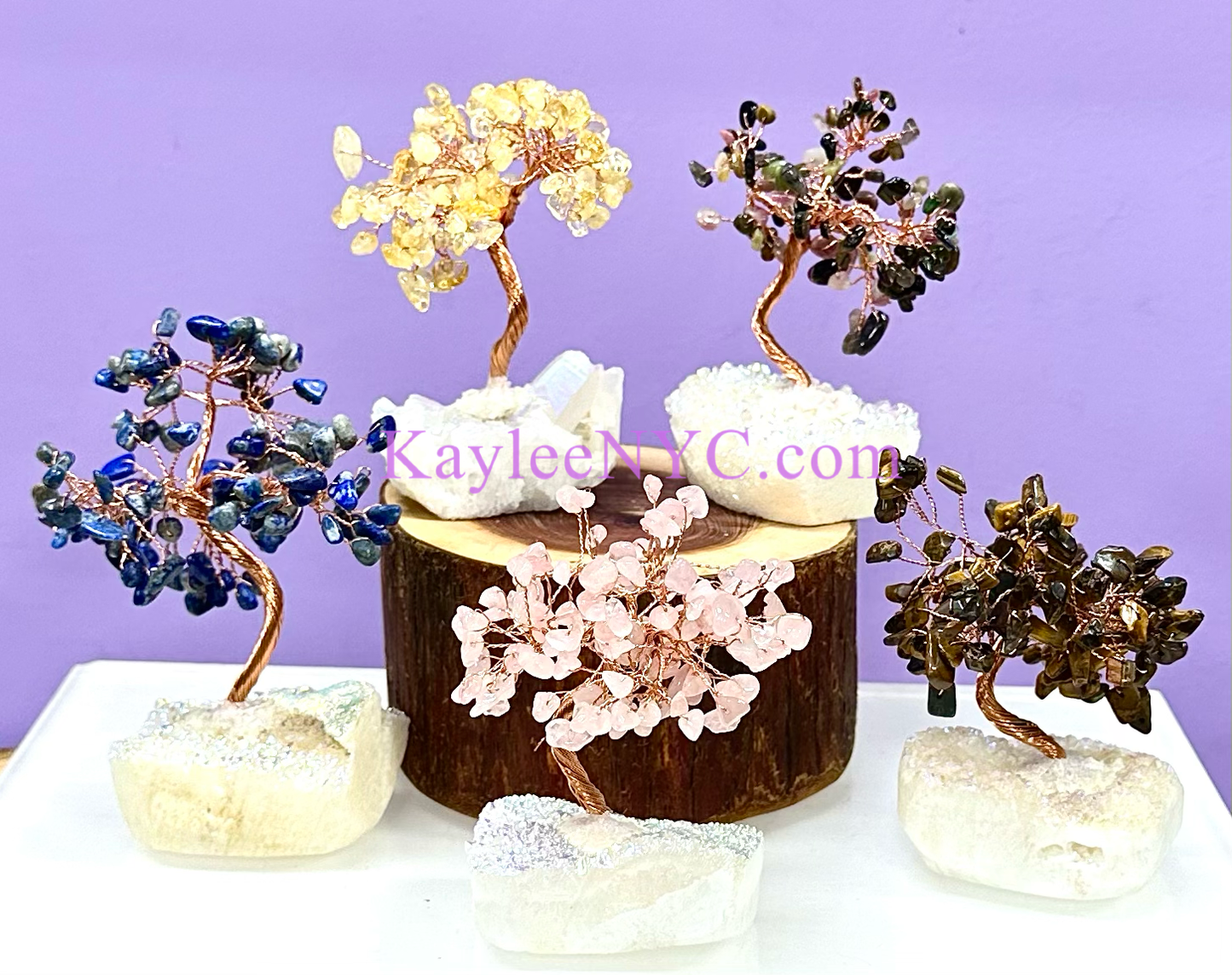 Bonsai Tree with Angel Aura Base Crystal Healing