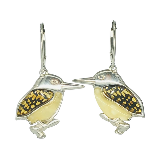 Amber Kingfisher Earrings