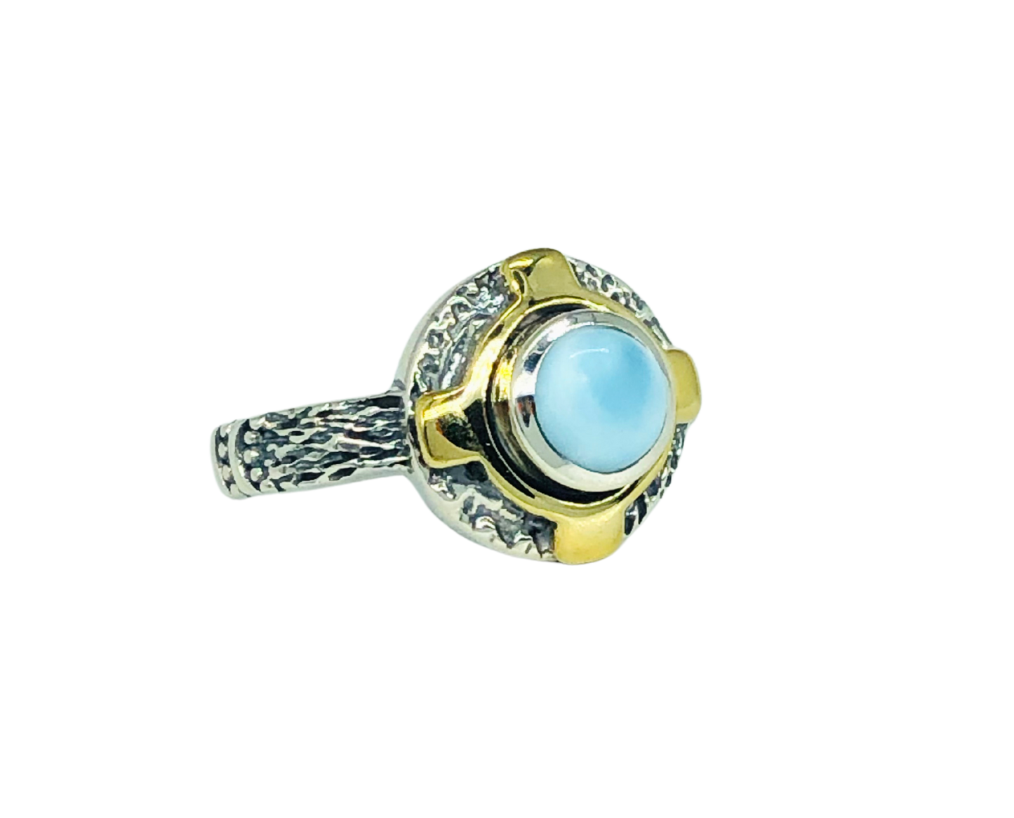 Embossed Larimar Ring