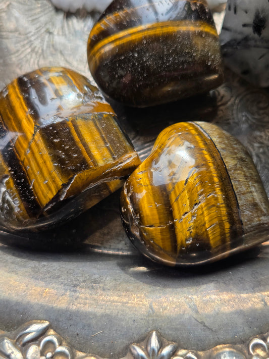 Tiger’s Eye Puffy Heart (1–1.5") – Confidence • Protection • Courage