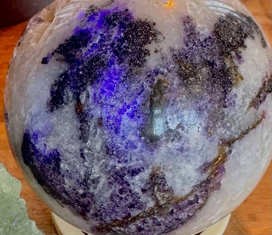 Pink Zebra Jasper UV-Reactive Sphere