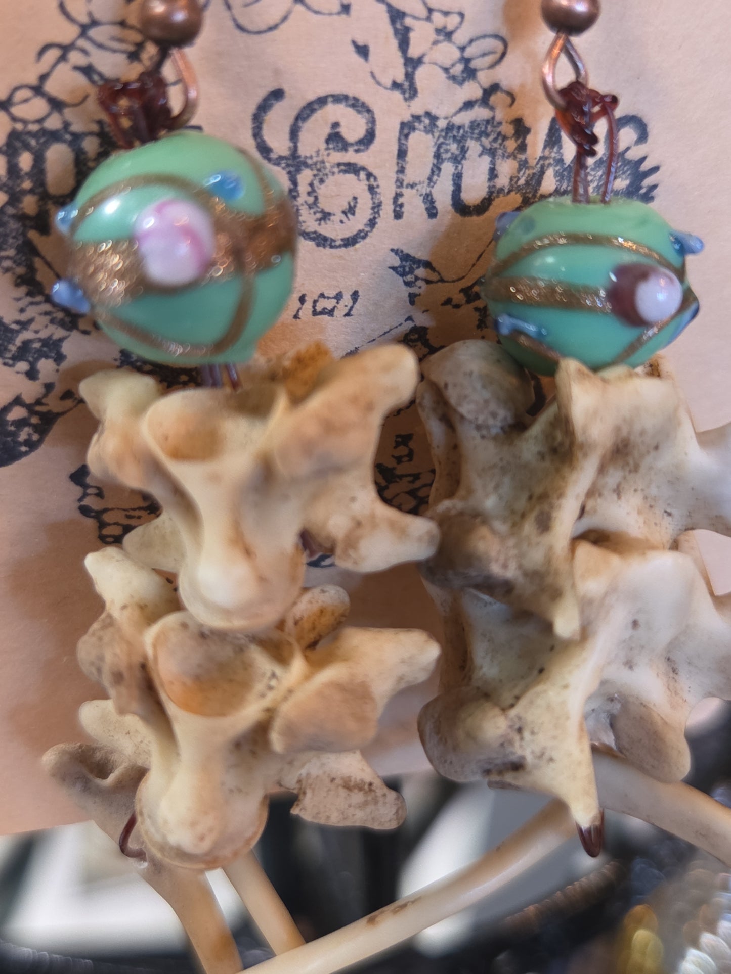 Snake Bone Dangle Earrings – Handmade Vertebrae & Rib Jewelry | One-of-a-Kind Natural Earrings