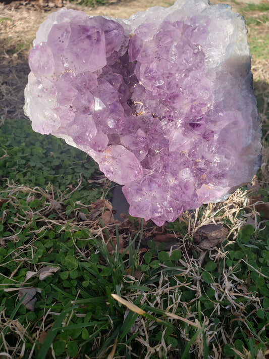 Natural Rough Amethyst on metal stand